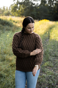 Chestnut Button Sweater / Women (knitting package)